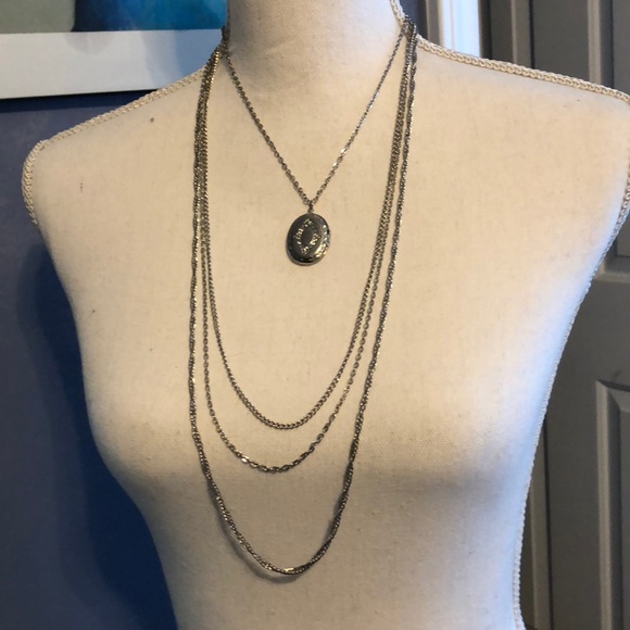 Silver tone multi chain Necklace - Picture 1 of 5
